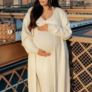 NWOT White Knit V-Neck Two Piece Sweater Dress